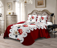 En stock, couvre-lit matelassé en microfibre, taille king, ensemble de couvre-lit, édredon, ensemble de 3 pièces