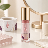 Étiquettes personnalisées transparentes en PET, enroulables, brillantes, découpées à la forme, imperméables et durables pour tubes de rouge à lèvres, gloss et cosmétiques