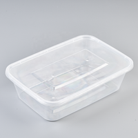 Boîtes alimentaires jetables en plastique transparent PP rectangulaires de 1250 ml, très vendues, pour la préparation de repas rapides