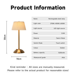 عصري قابل لإعادة الشحن لاسلكي للتحكم باللمس قابل للتقليل مع ظل مطوي لحانة المنزل - Product Image 6
