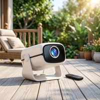 Projecteur compact avec support rotatif, Android, WiFi, BT, LED portable, décodage 4K, cinéma maison/extérieur + télécommande, Quad-core