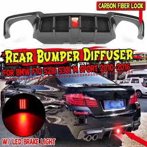 F10 Car Rear Bumper <b>Diffuser</b> Lip W/ <b>Led</b> Brake Light for BMW F10 528i 530i M Sport 2010-2016 Rear Bumper Spoiler Lip Splitter - Product Image 1