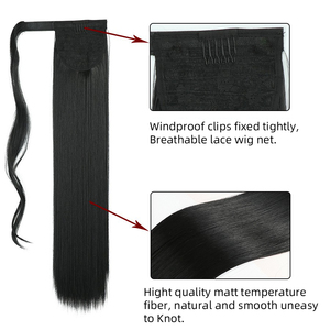 FX-HA13 femmes 56cm <span class=keywords><strong>de</strong></span> Long droit naturel prêle perruque à la mode synthétique postiche multicolore sangle Style queues <span class=keywords><strong>de</strong></span> <span class=keywords><strong>cheval</strong></span> - Product Image 4