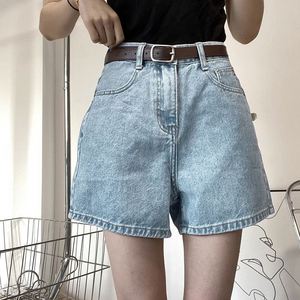 Shorts de mezclilla casuales de pierna ancha para mujer, transpirables, lavados, sexys, de corte A, rectos, pantalones cortos de cintura alta para tallas grandes, de verano - Product Image 2