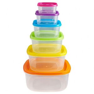 Boîte de rangement moderne en plastique carrée et rectangulaire pour produits secs, ensemble de 7 pièces, qualité alimentaire pour cuisine, fourniture fabricant, emballage carton - Product Image 1