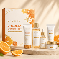 Ensemble de soins de la peau à la vitamine C, 5 pièces : nettoyant, tonique, sérum, lotion, crème hydratante, éclaircissante, illuminatrice, blanchissante, étiquette privée OEM ODM