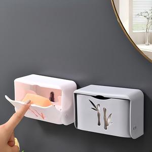 Boîte à <span class=keywords><strong>savon</strong></span> murale créative en PP avec couvercle, support à <span class=keywords><strong>savon</strong></span> à ventouse pour salle de bain et toilettes - Product Image 4