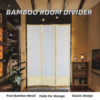 Paravent pliant en bambou de style artistique traditionnel à 3 panneaux DISHI, écran de séparation en bois pour la maison, le bureau ou la chambre
