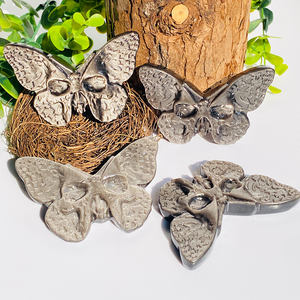 Grosir alami dipoles kupu-kupu kristal ukiran penyembuhan perak batu Obsidian permata tengkorak ukiran ornamen untuk dekorasi - Product Image 4