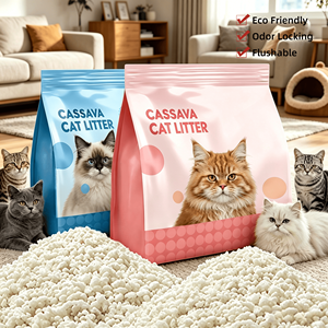 Litière <span class=keywords><strong>pour</strong></span> chat à base de manioc, ultra-absorbante, à agglomération rapide, jetable aux toilettes, design gratuit, prix abordable - Product Image 1