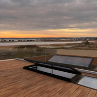 Fenêtre de toit moderne à cadre en aluminium, double vitrage trempé, lamellé-collé, pour jardin, avec persienne, sécurité intelligente et automatique