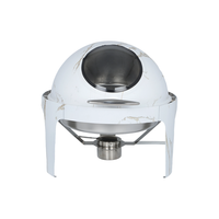 Nouveau produit : Réchaud rond en acier inoxydable blanc de 6 L avec couvercle roulant pour buffet, idéal pour hôtels et restaurants