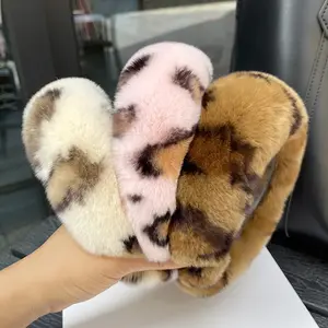 Hot selling winter soft plush Rex Rabbit fur hair band ladies luxury real fur pressure hair accessories