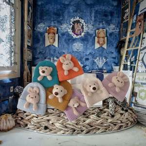 Gorro de Lana de Algodón y Poliéster para Niños de 1 a 3 Años, Diseño de Dibujos Animados, Gorro de Punto para Bebés Niñas, Gorro de Invierno para Bebés - Product Image 3