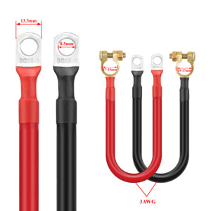 <span class=keywords><strong>Cable</strong></span> de Batería de Alta Resistencia de 28 cm y 3 AWG con Terminales de Cobre SC35-8 y Pinzas para Batería, Conector de Cables de Batería para Automóvil Rojo y Negro - Product Image 2