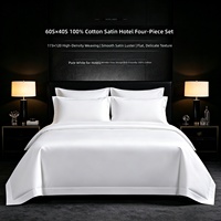 Nouvel ensemble de literie de luxe pour hôtel 2026, 100% coton satiné 300 fils/cm², 60Sx40S 173x120, 4 pièces (housse de couette, drap, taies d'oreiller), OEM