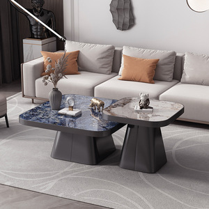 Set di 3 Tavolini da Caffè Moderni Quadrati per <span class=keywords><strong>Soggiorno</strong></span>, Stile <span class=keywords><strong>Industriale</strong></span>, Combinazione Legno e Metallo - Product Image 5