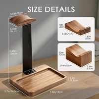 Supports pour casques en bois d'acacia avec support pour manette et base de rangement, support pour casque de jeu, organisateur de bureau pour accessoires de jeu