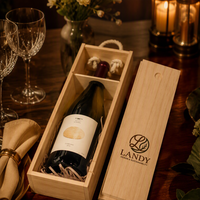 Custom Logo Premium Single Bottle Wood Box Whiskey Natural Pine Timber Slide Top Storage Case for Professional Gifting Box