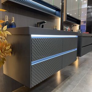 Hotel style seamless rock slab integrated basin intelligent folding mirror <b>cabinet</b> <b>wall</b> <b>mounted</b> bathroom <b>cabinet</b> - Product Image 5