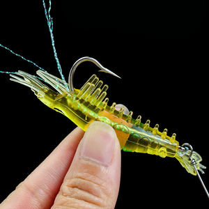 صناعي مضيء من البلاستيك الناعم سيليكون الروبيان محاكاة الصيد الروبيان إغراء لينة مع خطافات متذبذب دوار تلاعب Sabiki - Product Image 3