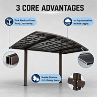 Pergola en alliage d’aluminium, abri de voiture combiné, étanche et durable pour le stationnement extérieur