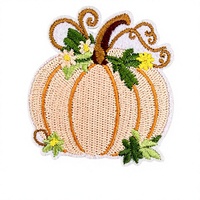 Patch thermocollant décoratif en polyester brodé, motif étoile et citrouille à carreaux colorés, avec nœud papillon, pour vêtements