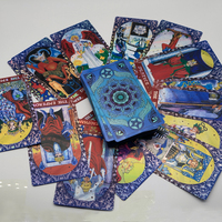 Cartes de tarot en plastique dorées, bleu, enchantress, magicien, jeu de cartes de tarot imperméable, écologique, jeux de cartes familiaux, livret en anglais