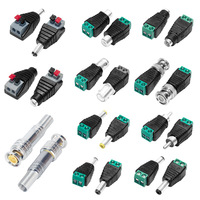 Conector de Alimentación y Video CCTV Macho-Hembra sin Soldadura de 5.5x2.1mm, Adaptador BNC Tipo Push con Carcasa Cilíndrica de Plástico