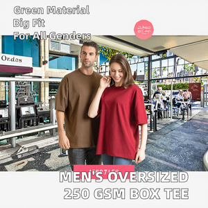 Manufacturer's Oversized Heavyweight 250 GSM 100% Cotton Knitted Blank <b>Box</b> Tee T-Shirt for Men <b>Drop</b> Shoulder Boxy Crop Top - Product Image 2