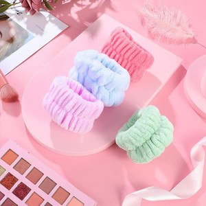 Fascia personalizzata per Make up fascia per capelli con logo personalizzato spugna per la cura della pelle trucco gonfio per Spa spugna tessuto da polso fascia - Product Image 1