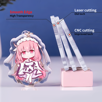 Porte-clés acrylique personnalisé en vrac époxy holographique Anime porte-clés transparent porte-clés en plastique breloque acrylique personnalisée en gros
