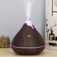 Diffuseur d'arômes électrique ultrasonique mini effet bois, humidificateur, hygromètre, veilleuse multicolore, faible bruit, huiles essentielles, pour la maison
