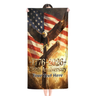 Serviette de plage microfibre patriotique USA 250e anniversaire 2026, impression par sublimation personnalisée, vente chaude