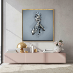 Personalized Metallic Hands Canvas Print: Elegant Silver Wall Art,GOLD <b>FRAMED</b> CANVAS - Product Image 3