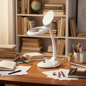 โต๊ะอ่านหนังสือเย็บผ้าแบบโมเดิร์นพร้อมไฟ LED ขยายภาพ 1.75X/2.25X โคมไฟสำหรับร้านเสริมสวย ทำเล็บ ต่อขนตา - Product Image 1