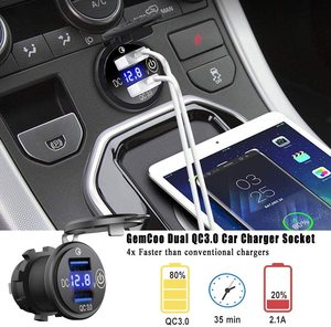 Kép USB sạc ổ cắm 12V-24V QC 3.0 cảm ứng không thấm nước chuyển đổi với Vôn kế led Vôn kế điện thoại chủ - Product Image 5