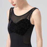 Justaucorps de ballet dos nu sans manches pour femmes justaucorps adulte velours dentelle patchwork gymnastique danse justaucorps filles body