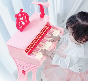 Plastic Electronic Piano Toy Includes Instruction Manual, Music <b>Stand</b>, and <b>Microphone</b> Set - Product Image 2