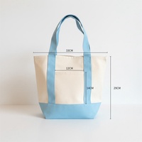 Mini sac fourre-tout en toile de coton vierge HJQ certifié CE, écologique, bleu menthe, pour cadeau réutilisable, sac à main, broderie personnalisée