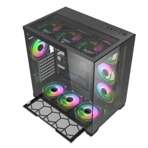 Đầy đủ tháp Máy tính để bàn với LCD Side Glass Trắng PC Vỏ CPU Tủ ATX làm mát chơi game biển gabinete PC xem trường hợp máy tính - Product Image 6