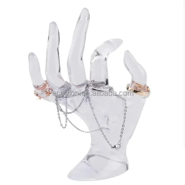Soporte de mano de anillo de gesto OK transparente, de anillo soporte de reloj de pulsera transparente soporte de exhibición de joyería de mano de maniquí