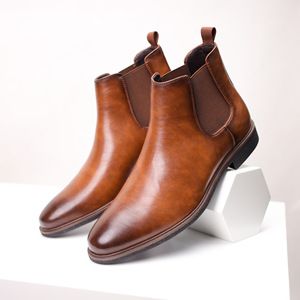 Nouvelles bottines Chelsea pour hommes, chaussures pour hommes de style britannique avec finition vieillie, bottines courtes et bottines à la cheville rétro à la mode - Product Image 3