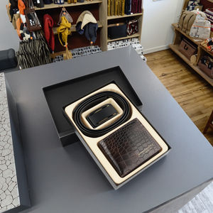 <span class=keywords><strong>Set</strong></span> regalo in vera vacchetta da <span class=keywords><strong>uomo</strong></span> personalizzabile regalo di lusso in pelle con <span class=keywords><strong>cintura</strong></span> regalo regalo - Product Image 2