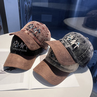 Casquette de baseball en velours côtelé bicolore avec visière en daim, broderie 3D, chapeau incurvé réglable pour hommes et femmes, lot en gros
