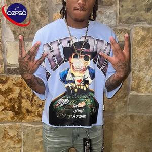 QZFSO vente en gros personnalisé hommes coton t-shirt de haute qualité poids lourd Gym Fitness Sport bouffée impression graphique t-shirt Boxy hommes T-shirt - Product Image 1