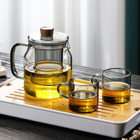 Ensemble de théière portable en verre soufflé à la main 560 ml 960 ml avec infuseur pour thé en vrac, idéal pour la maison