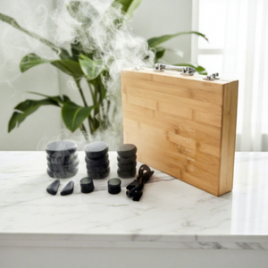 Ensemble de pierres chaudes énergétiques pour massage à l'huile, chauffe-pieds à domicile, <span class=keywords><strong>Tuina</strong></span>, SPA volcanique, salon, kit de 22 pièces pour compresse chaude, soulagement de la douleur - Product Image 1