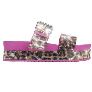 Женские сандалии и каблуки, модель 2021 года, женские сандалии на платформе со стразами, леопардовые - Product Image 1