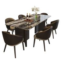 Table et chaises de salle à manger rectangulaires minimalistes italiennes, combinaison moderne de luxe léger, design en marbre pour meubles de maison